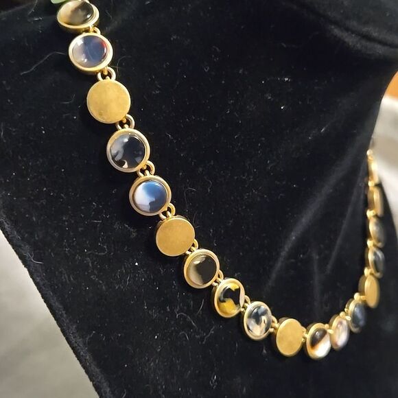 Madewell Brushed Gold Acetate Dot Coin MCM Mobwife Necklace - Picture 8 of 10